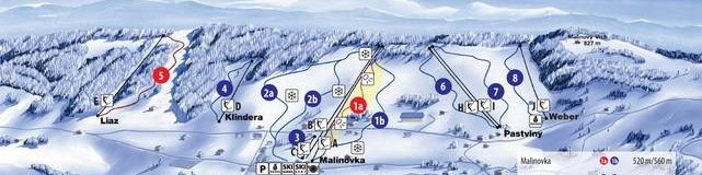 Kaart van het skigebied Bedřichov - Penzion Uko