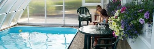 Pool with umbrella - Penzion Uko - Bedrichov in Jizera Mountains