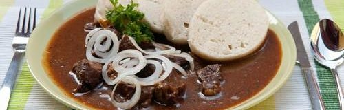 Goulash with dumplings - Penzion Uko - Bedrichov in Jizera Mountains