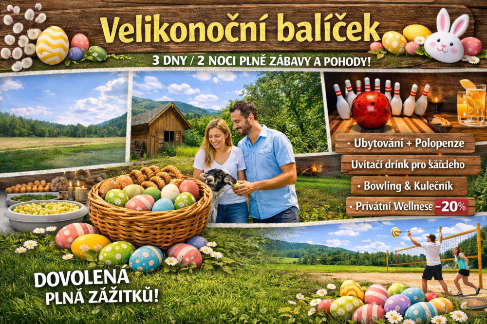 Velikonoční pobyt s polopenzí na 2 noci kousek od Prahy - pro páry i rodiny s dětmi 