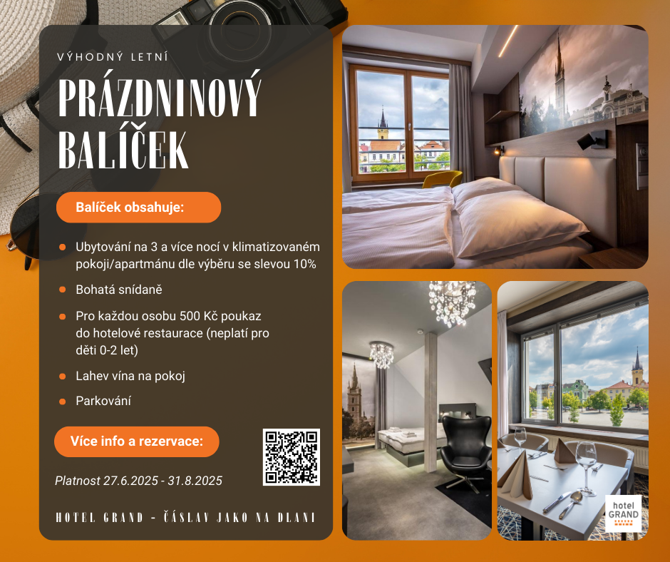 Výhodný letní prázdninový balíček: Ubytování se slevou, 500 Kč na osobu do restaurace a lahev vína na pokoj