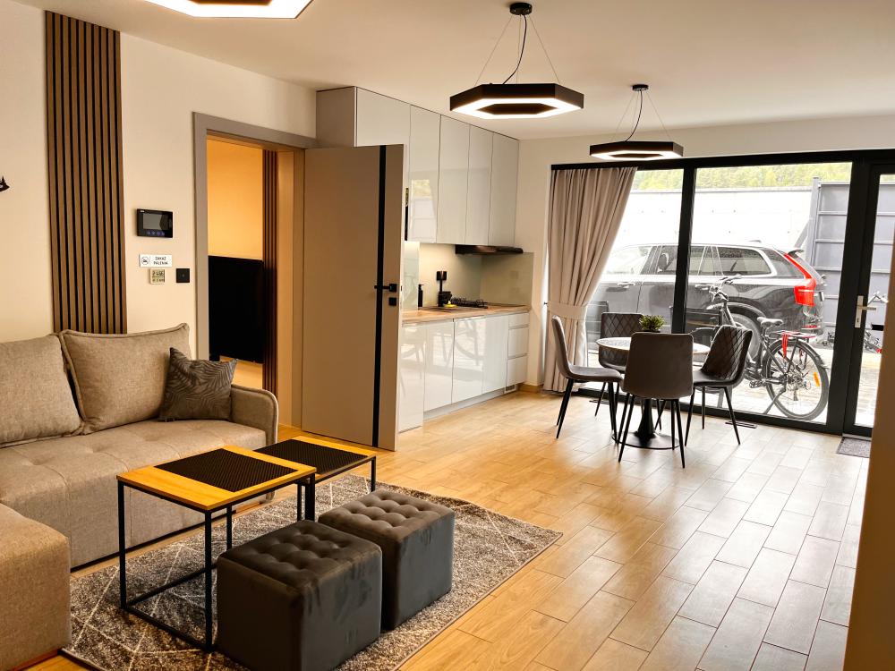 Apartament 4 osobowy widok ze wspólnego tarasu na Pieniny