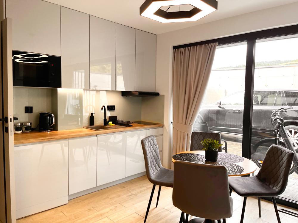 Apartament 4 osobowy widok ze wspólnego tarasu na Pieniny