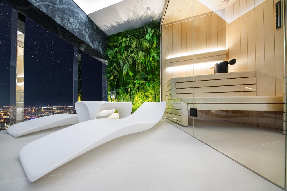 Apartament “Cave” z Jakuzzi i Sauną na 48 piętrze