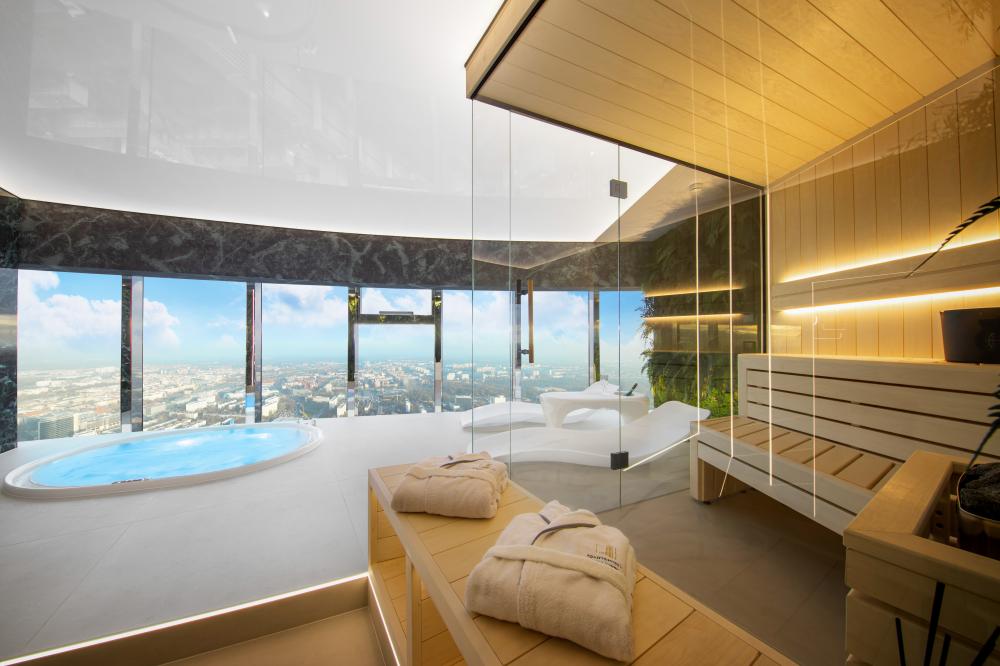 Apartament “Cave” z Jakuzzi i Sauną na 48 piętrze
