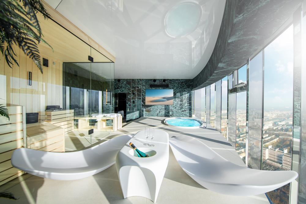 Apartament “Cave” z Jakuzzi i Sauną na 48 piętrze