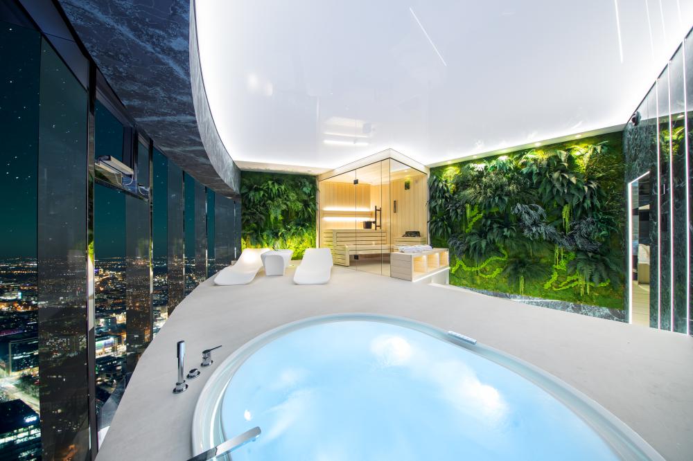Apartament “Cave” z Jakuzzi i Sauną na 48 piętrze