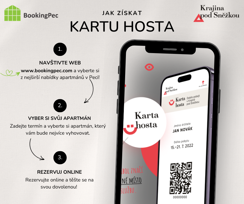 Karta hosta Krajiny pod Sněžkou – výhody pro hosty BookingPec