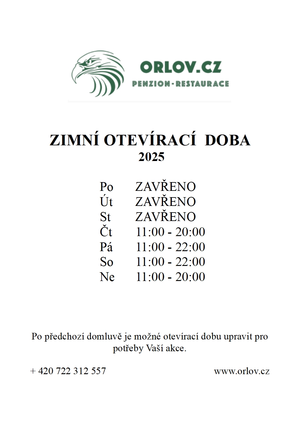Otevírací doba restaurace Orlov