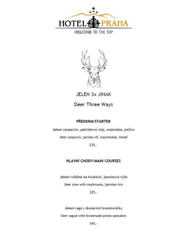Jelen na tři způsoby právě dorazil na náš jídelní lístek