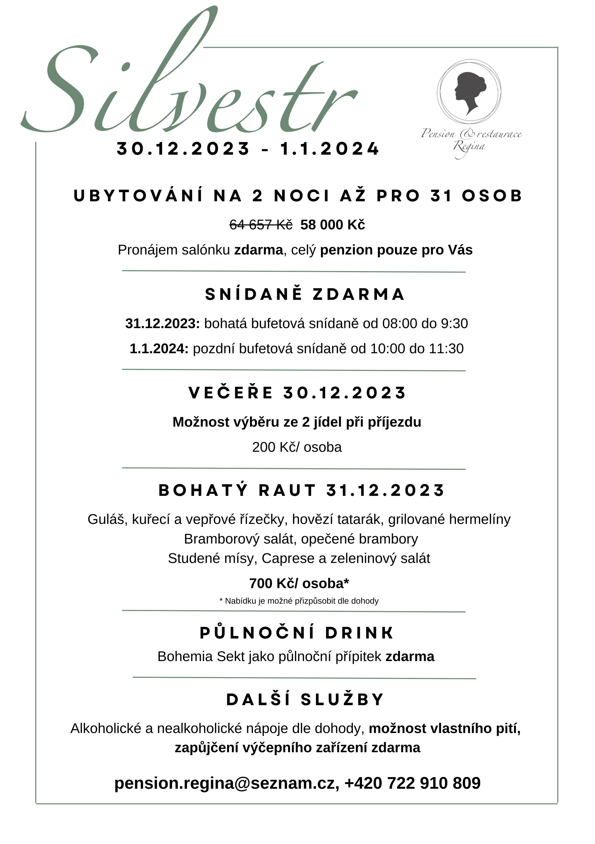 Pronájem celého pensionu na Silvestra!